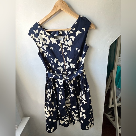Navy Butterfly Print Dress - Picture 2 of 6